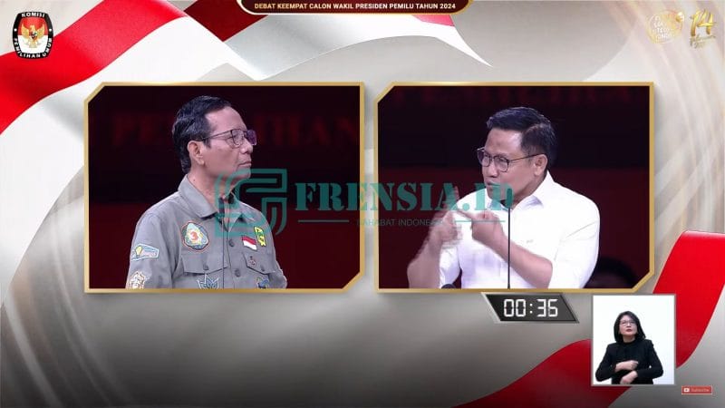 Cak Imin dan Mahfud MD saat debat Cawapres (Tangkapan Layar @KPU RI)
