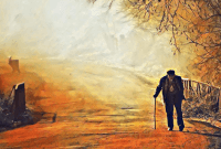 Ilustrasi Orang Tua Berjalan di Pagi Hari (Foto: lpmfreedom/unisba)