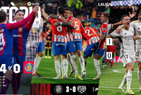Flyer Full Time Pertandingan Terakhir Tim Papan Atas LaLiga (Sumber: Instagram @Girona FC, @FC Barcelona, @Real Madrid C.F
