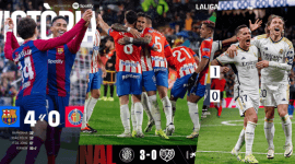 Flyer Full Time Pertandingan Terakhir Tim Papan Atas LaLiga (Sumber: Instagram @Girona FC, @FC Barcelona, @Real Madrid C.F