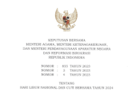 Tangkapan Layar SKB 3 Menteri tentang Hari Libur Nasional dan Cuti Bersama Tahun 2024