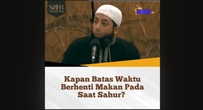 Khalid Basalamah Ungkap Imsak Tidak Ada Islam (Sumber: Tangkapan Layar Youtube @Bimbingan Salaf)
