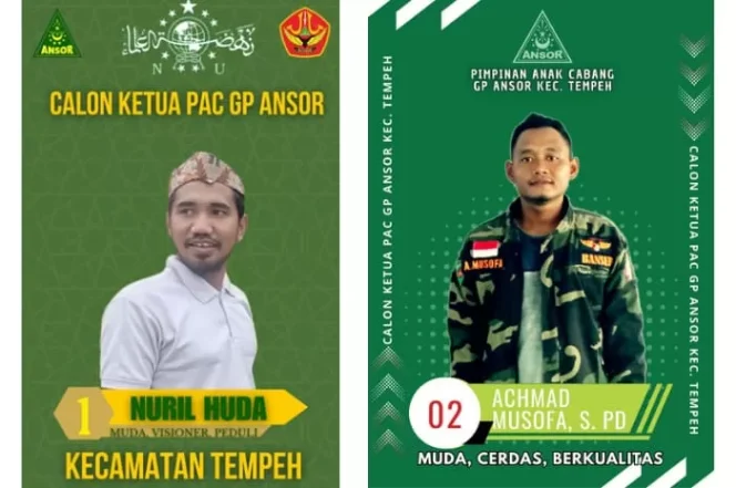 01 - Nuril Huda
02 - Ahmad Musofa
Potret flayer kampanye calon Ketua PAC GP. Ansor 2024-2026.