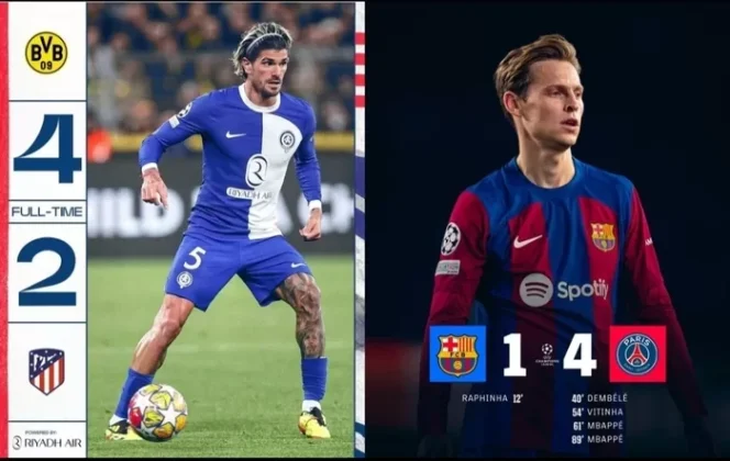 Hasil Pertandingan Liga Champions Leg Kedua (Sumber: Instagram @fcbarcelona, @atleticodemadrid)