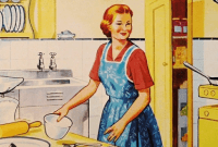 Ilustrasi Perempuan Memasak Di dapur - Lebaran Bersama Keluarga Besar