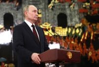 Ilustrasi gambar Vladimir Putin saat menjawab pertanyaan media Rusia usai kunjungan kenegaraan ke Vietnam, sumber media X 