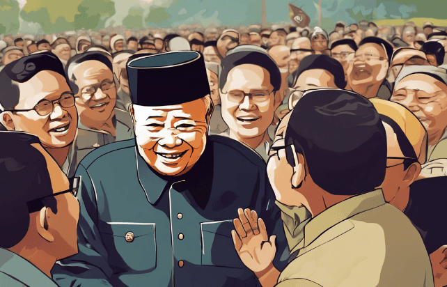 Ilustrasi Presiden Soeharto saat Merayakan Hari Keluarga Nasional - Sam Ridwan (Frensia.id)
