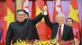 Ilustrasi gambar Kim Jong Un bersama Nguyen Phu Trong 