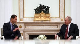 Ilustrasi gambar Presiden Bashar al-Assad dan Presiden Vladimir Putin sumber tangkapan layar media X 