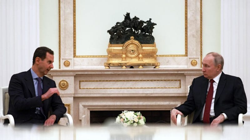 Ilustrasi gambar Presiden Bashar al-Assad dan Presiden Vladimir Putin sumber tangkapan layar media X 