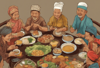 Ilustrasi Tradisi Saparan Masyarakat Jawa - AI/Sam Ridwan (Frensia.id)