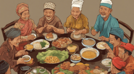 Ilustrasi Tradisi Saparan Masyarakat Jawa - AI/Sam Ridwan (Frensia.id)