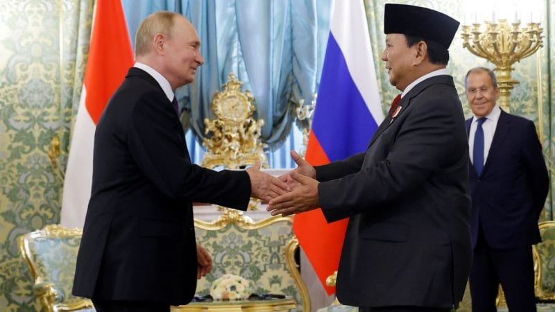 Ilustrasi gambar Prabowo Subianto dan Vladimir Putin sumber tangkapan layar media X 