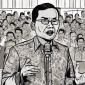 Ilustrasi Kuntowijoyo - Cendekiawan dan Sejarawan Muslim Indonesia (by Sam Ridwan / Frensia.id)