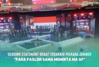 Gambar Closing Statement Debat Terakhir Pilkada Jember, Para Paslon Sama Meminta Ma'af (Sumber: KPU Jember)