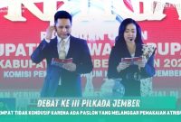 Gambar Debat Ke III Pilkada Jember, Sempat Tidak Kondusif Karena Ada Paslon Yang Melanggar Pemakaian Atribut (Sumber: KPU Jember)