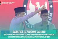 Gambar Debat Ke III Pilkada Jember: Gus Fawait Prediksi Khofifah Terpilih dan Bersinergi Untuk Kembangkan Pariwisata Jember (Sumber: KPU Jember)