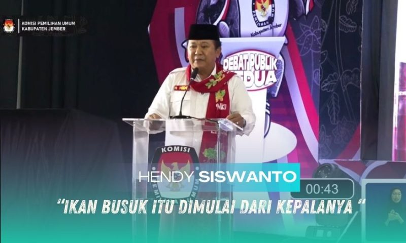 Gambar Hendy Siswanto Singgung Korupsi Bansos (Sumber: Grafis/KPU Jember)