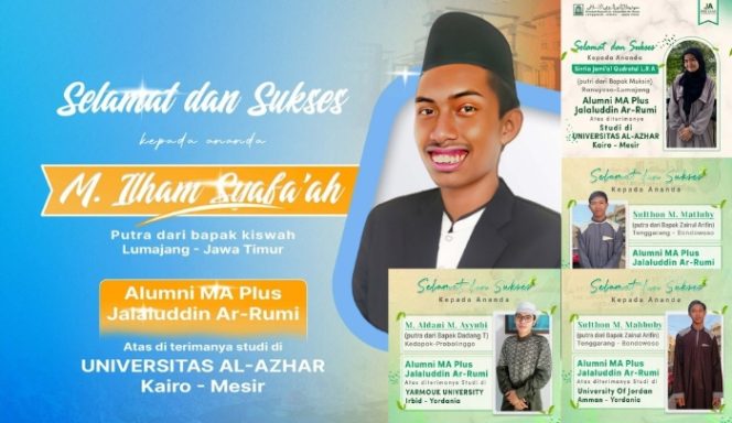 Kolase Santri Jalaluddin Ar-Rumi Jember Diterima Studi ke Timur Tengah (Sumber: Instagram @jalaluddinarrumi_jember)