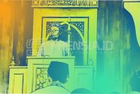 Ilustrasi Seorang Khatib sedang membaca Khutbah Jumat (Sumber: frensia.id/ Faiq Al Himam)