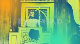 Ilustrasi Seorang Khatib sedang membaca Khutbah Jumat (Sumber: frensia.id/ Faiq Al Himam)