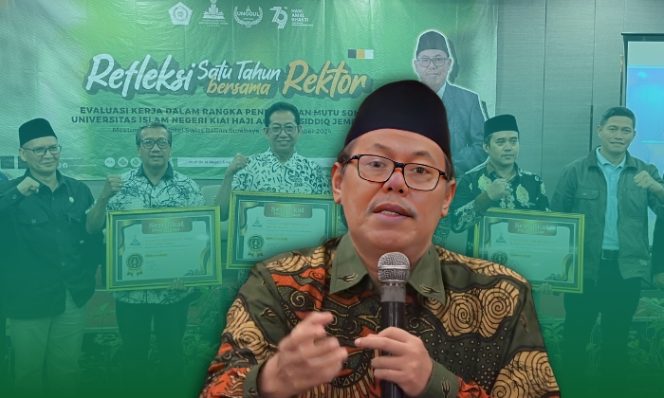Gambar Refleksi Satu Tahun Bersama Rektor: UIN KHAS Jember Berikan Apresiasi Fakultas Dengan Kinerja Terbaik (Sumber: Istimewa/ Faiq Al Himam Grafis)