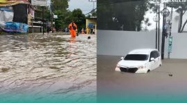 Gambar Mobil di Jalan Kaliurang Jember Terseret Arus Banjir (Sumber: Gita Pamuji/Frensia)