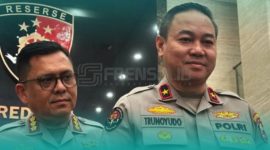 Brigjen Pol. Trunoyudo Wisnu Andiko saat memberikan keterangan terkait sanksi etik oknum polisi kasus pemerasan DWP (Sumber: ANTARA/Rio Feisal/am)