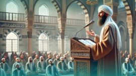 Ilustrasi Seorang Khatib sedang Berkhutbah Jumat (Sumber: Generated AI)