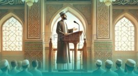 Ilustrasi seorang khatib sedang berkhutbah Jumat (Sumber: Generated AI)