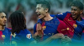 Selebrasi Pemain Barcelona saat Merayakan Kemenangan atas Real Madrid (Sumber: Getty Images)