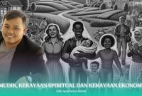 Gambar Mudik, Kekayaan Spiritual dan Kekayaan Ekonomi (Sumber: Grafis Frensia)