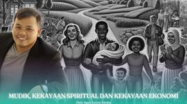 Gambar Mudik, Kekayaan Spiritual dan Kekayaan Ekonomi (Sumber: Grafis Frensia)