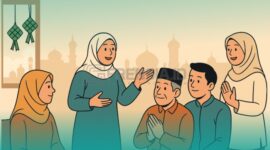 Ilustrasi Silaturahim Saat Lebaran (Sumber: Generated AI)