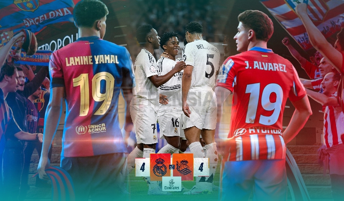 Flyer Skor Real Madrid Lawan Real Sociedad dan Semifinal Barcelona vs Atletico Madrid (Sumber: WhatsApp Channel Real Madrid C.F dan FC Barcelona)