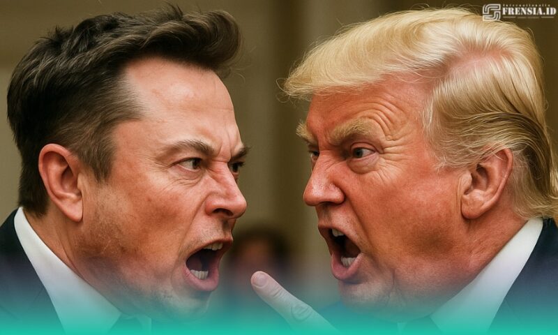 Gambar Trump Vs Musk: Rusia Mulai Ikut Dalam Perselisihan (Sumber: Frensia/AI)
