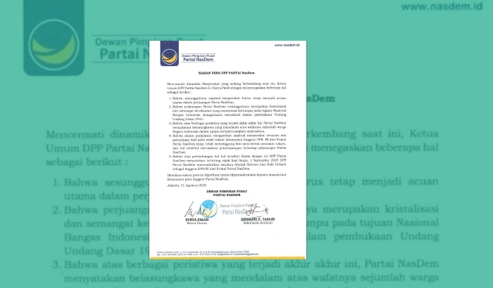 Naskah Siaran Partai NasDem (Sumber: nasdem.id)