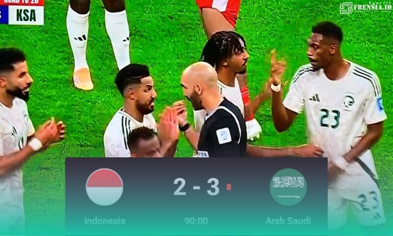 Gambar Sempat Ada Ketegangan, Garuda Kalah Tipis 2-3 dari Arab Saudi (Sumber: Grafis Frensia)