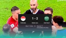 Gambar Babak Pertama: Indonesia Tertinggal 1-2 dari Arab Saudi, Penalti Firas Al Buraikan Jadi Pembeda(Sumber: Grafis Frensia)