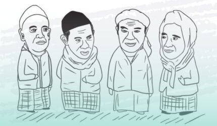 Ilustrasi Kiai dalam cover Buku 99 Kiai Kharismatik Indonesia 2 Karya KH. A. Aziz Masyhuri Terbitan Diva Press