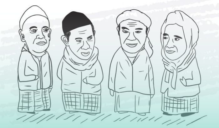 Ilustrasi Kiai dalam cover Buku 99 Kiai Kharismatik Indonesia 2 Karya KH. A. Aziz Masyhuri Terbitan Diva Press
