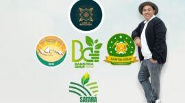 Owner Bandora Grup, HRM Khalilur R Abdullah Sahlawiy dengan logo BIG Grup, Satara Grup, dan Bandara Grup. (Istimewa)