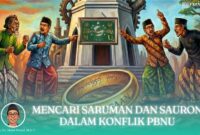 Gambar Kolom Abdul Wahid: Mencari Saruman dan Sauron dalam Konflik PBNU (Grafis Frensia) 
