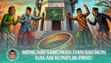 Gambar Kolom Abdul Wahid: Mencari Saruman dan Sauron dalam Konflik PBNU (Grafis Frensia)