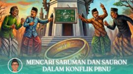 Gambar Kolom Abdul Wahid: Mencari Saruman dan Sauron dalam Konflik PBNU (Grafis Frensia) 