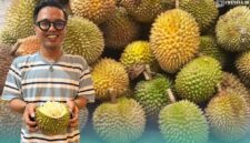 Gambar Ahmad Ilyas memegang durian lokal Jember (Sumber: Ronven Apriani)