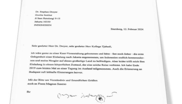 Surat Balasan Habermas, Sumber: FB FItzgerald Kennedy Sitorus. 