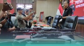 Polres Jember saat menggelar Konferensi Pers  kasus narkoba di Aula Rupatama, Mapolres Jember. (Foto: Fadli/Frensia). 