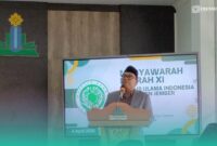 Rektor UIN KHAS Jember, Prof. Hepni Zain saat sambutan di pembukaan Musyawarah Daerah MUI ke-XI (Foto: Fadli/Frensia). 