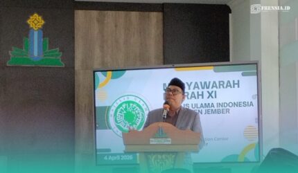 Rektor UIN KHAS Jember, Prof. Hepni Zain saat sambutan di pembukaan Musyawarah Daerah MUI ke-XI (Foto: Fadli/Frensia).